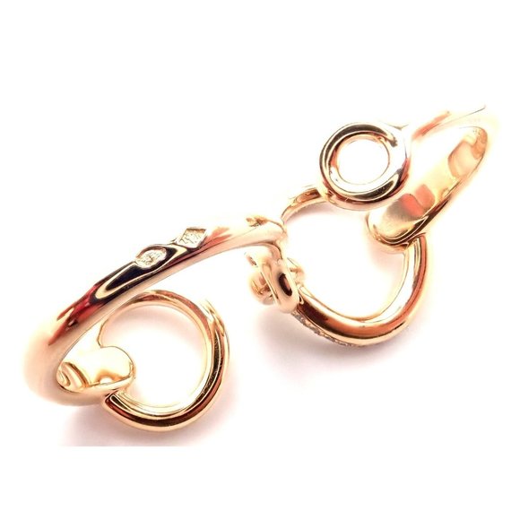 Authentic! Hermes 18k Rose Gold Diamond Filet d'Or Large Model Double Band Ring - Picture 10 of 10